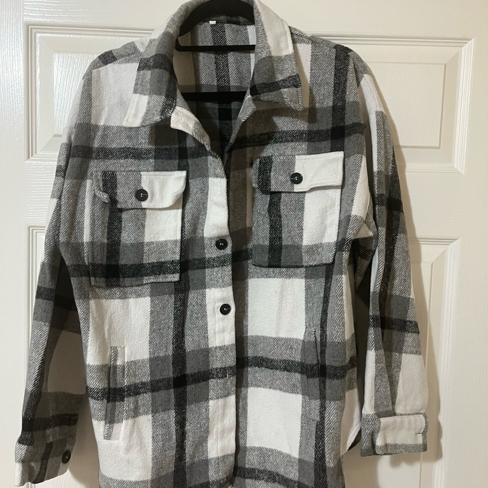 Plaid Button-Up Jacket